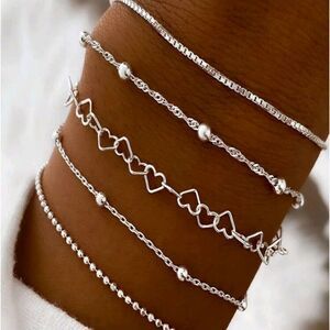 3 for 26 - 5pcs Multi layer Silver Bracelets